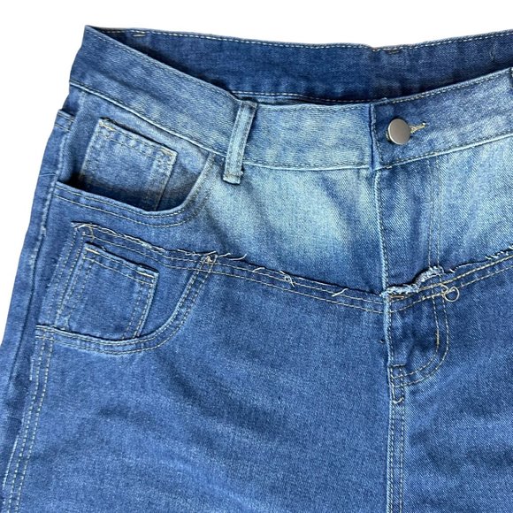 Womens Retro Jeans Size 2XL Blue High Rise Straight Leg Washed Denim Stretch - Picture 6 of 14